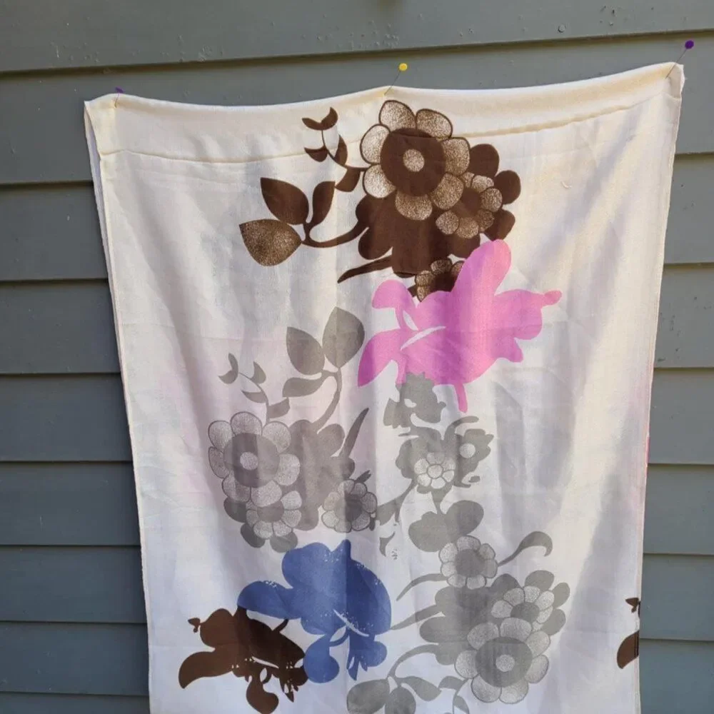 Large Off White Pink Gray Burgundy Floral Infinity Scarf
